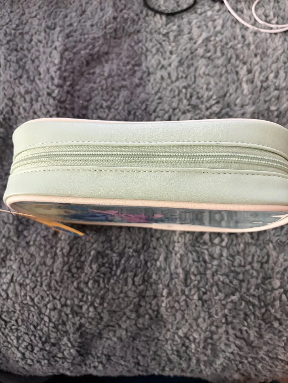 Disney Stitch Clear Travel Pouch with Teal Trim and Pink Angel